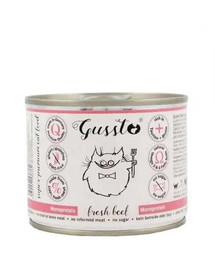GUSSTO Cat Fresh Beef pre mačky, čerstvé hovädzie mäso 12x200 g